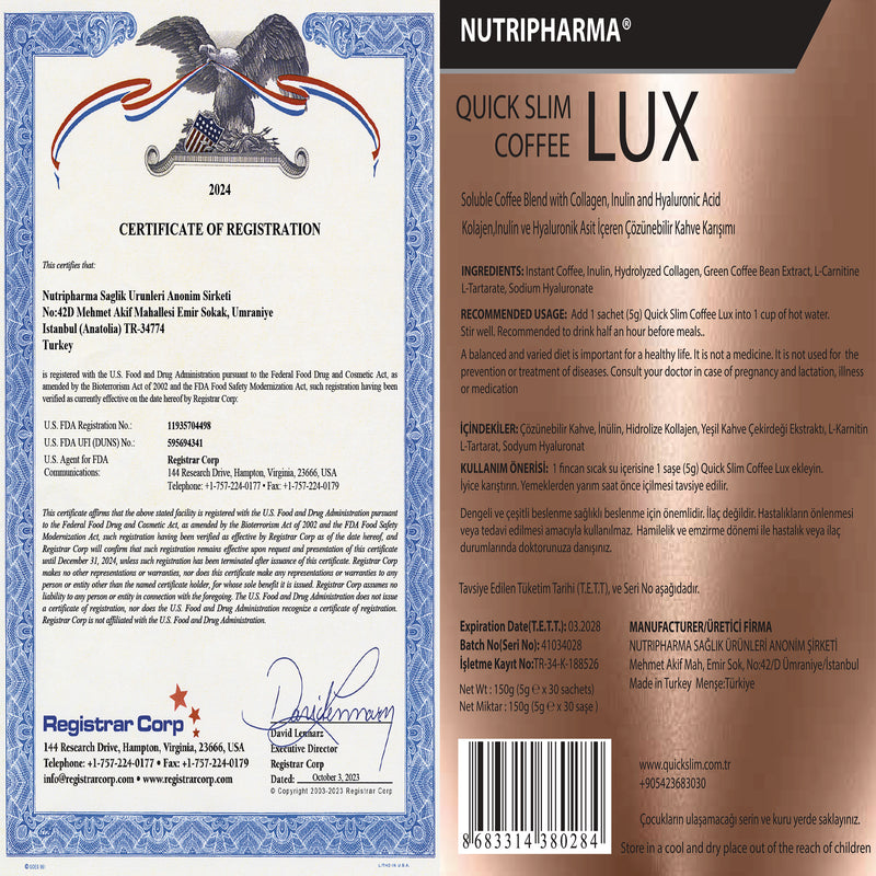 NUTRIPHARMA QUICK SLIM COFFEE LUX - Forme Café