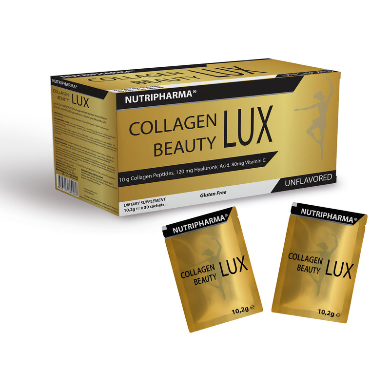 NUTRIPHARMA COLLAGEN BEAUTY LUX, Supplément de Collagène, 30 sachets, Sans Saveur