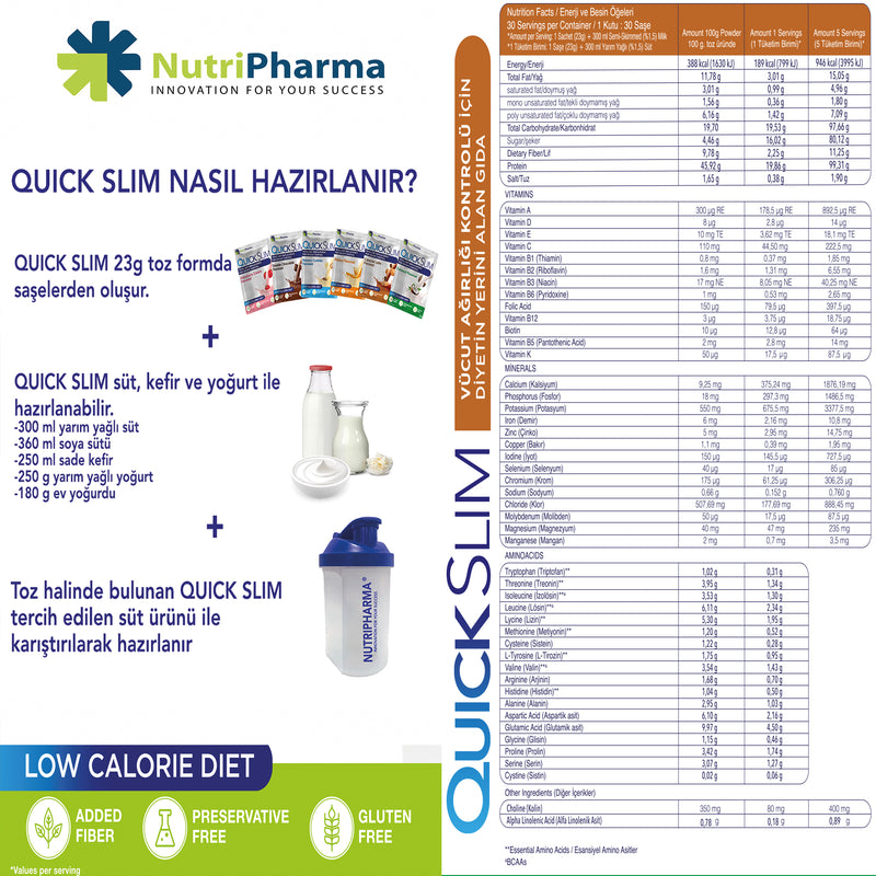 Quick Slim Karamel Latte Aromali Kilo Verme Amacli Ogun Shake-30 sase