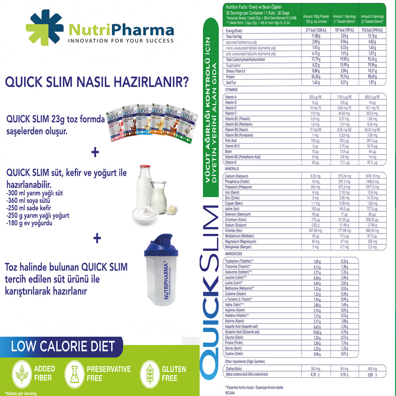 Quick Slim Hindistan Cevizi Aromali Kilo Verme Amacli Ogun Shake-30 sase