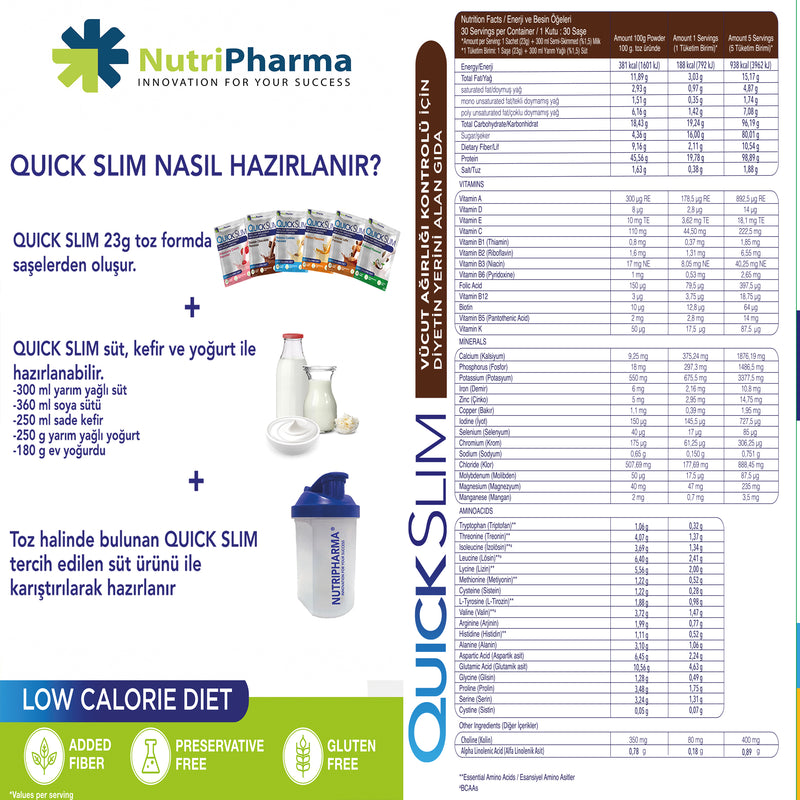 Quick Slim Tropikal Karışık Kutu Kilo Verme Amacli Ogun Shake-30 sase