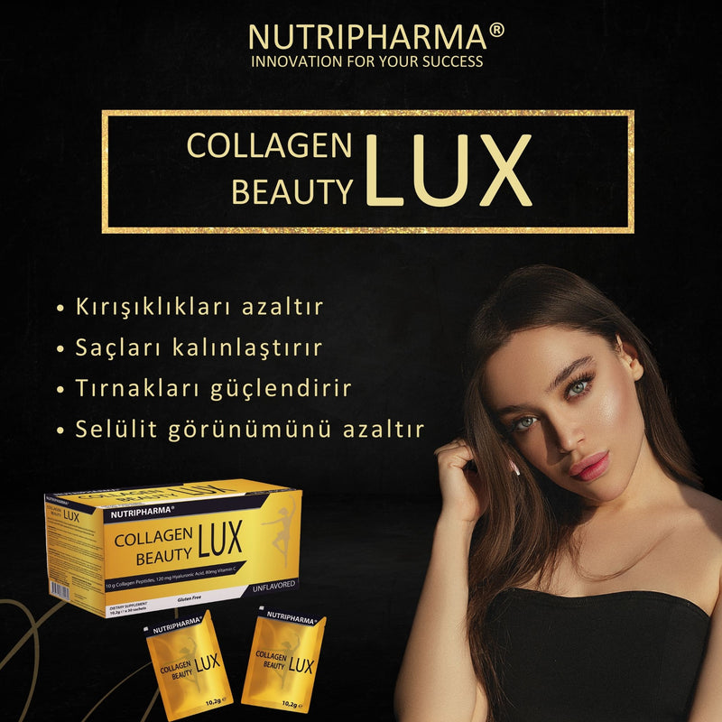 NUTRIPHARMA COLLAGEN BEAUTY LUX, Supplément de Collagène, 30 sachets, Sans Saveur