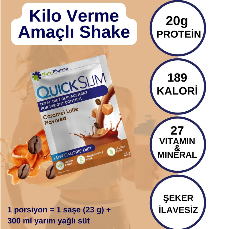 Quick Slim Karamel Latte Aromali Kilo Verme Amacli Ogun Shake-30 sase